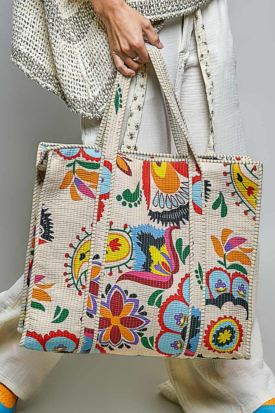 BAGQA-11 | Pol Cream Multi Large Tote Bag | One Size
